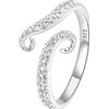 NewL 925 argento sterling Sea Animal Anelli placcato platino Anello regolabile per la donna anello polpo aperto anello, Argento sterling