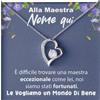 Bramart Collana Donna Maestra Regalo Insegnante Argento Idee Regali per lei Dedica Natale Fine anno scuola - Cofanetto con DEDICA incluso (Argento - Maestra Pers)