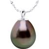PEARLS & COLORS - Collana Vera Perla Coltivata di Tahiti a forma di Pera 8-9 mm - Qualita A + - Argento 925 - Gioiello da Donna