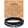 Bramart Bracciale Uomo Cognato in Pelle Intrecciata con Acciaio Inox Lucidato di Altissima qualità Idea Regalo per lui Regali Compleanno Natale cognati - Cofanetto con DEDICA incluso (A mio Cognato 1 - Pelle)
