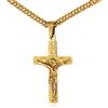 KnSam Collana Uomo Oro Croce Uomo Collana Croce Uomo Collana Gesu Oro Acciaio con Catena 60 cm
