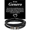 Bramart Bracciale Uomo Genero in Pelle Intrecciata con Acciaio Inox Lucidato di Altissima qualità Idea Regalo per lui Regali Compleanno Natale - Cofanetto con DEDICA incluso (Genero - Pelle Intrecciata)