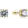 Donipreziosi Coppia di Orecchini Punto Luce in Argento Rodiato 925% con Zirconi taglio Brillante - Disponibili in diversi colori e dimensioni (6 mm, Argento Placato Oro)