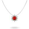 gioiellitaly Catenina veneziana in argento 925 rodiato ciondolo pendente sole con corallo rosso naturale argento e zirconi bianchi incastonati gioiello unico artigianale made in italy