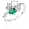 Amen Anello da donna di Amen della collezione quadricuore. Gioiello realizzato in argento 925 rodiato con zirconi bianchi e verdi. Misura anello: 12. La referenza è rqubv-12 misura 14 trendy cod. RQUBV-14