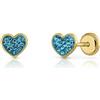 ROSA DI MANUEL Orecchini in Oro Sterling Certificato, Design a Cuore, Chiusura di Sicurezza a Vite, Ragazza/Donna, Dimensioni: 5 x 5,5 mm (1-8997)