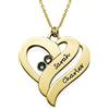 MyNameNecklace MYKA - Collana Due cuori per Sempre - Gioiello con Nomi - Regalo d'argento o d'oro per le donne - Regali per la Festa della Mamma (Oro vermeil)