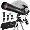 FlyGala Telescopio per bambini e adulti, apertura 80 mm, lunghezza focale 600 mm, telescopio astronomico per principianti per adulti ad alta potenza (30X-750X), telescopi rifrattore astronomico per