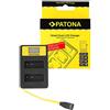 pabuTEL-Bundle Caricabatterie Smart Dual per Olympus OM-D E-M10 Mark II compatibile con batterie BLS-5 e BLS-50-2 ricarica tramite porta USB-C/Micro USB o USB-A