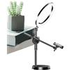 Generic Luce ad anello per selfie con supporto in testa, braccio articolato regolabile da 25,4 cm, con 3 temperature di colore, morsetto girevole a 360° e LED dimmerabile per videochiamate, insegnamento