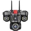 Yhytgbhk Telecamera wireless WiFi da 3 MP UHD IP for esterni a quattro lenti a quattro schermi PTZ Zoom 16X ONVIF Telecamera di sicurezza Monitoraggio automatico CCTV(3MP add 32G)