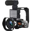 AUBEST Videocamera, Videocamera Videocamere Ultra HD 8K, videocamera for streaming da 48 MP Videocamera digitale touch screen da 3,0(With MIC LED)