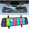 Jectse Dash Cam a Specchio da 12'', Touch Screen 4G WiFi 1080P Telecamera di Backup per Vista Anteriore e Posteriore per Android 8.1, Registratore per Auto WDR con Registrazione in