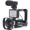 0℃ Outdoor Videocamera 4K 48MP con Zoom Ottico 16x Videocamera Digitale Wifi con Microfono, Luce Video, Obiettivo Grandangolare, Visione Notturna a Infrarossi e Wifi, Fotocamera Perfetta per Eventi Familiari,E