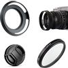 Generic Set di accessori per fotocamera Sony Alpha ZV-E10 ZVE10 con obiettivo da 16-50 mm, incluso paraluce in metallo, filtro UV, copriobiettivo