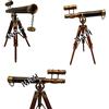 Nautical Replica Hub Telescopio d'ottone da collezione doppio barilotto con cavalletto in legno