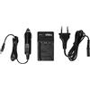 vhbw caricatore compatibile con Sony Cybershot DSC-T900, DSC-T77, DSC-T90 camera camcorder - Stazione di carica + cavo auto, spia di carica