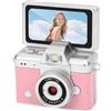 VBESTLIFE Fotocamera Digitale retrò, Videocamera Portachiavi Formato Pollice con Schermo Ribaltabile a 180° da 1,47 Pollici e Filtri Creativi, Piccola Fotocamera Vlog da Viaggio (Rosea)