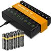 Venom Stazione di ricarica per batteria ricaricabile + 10 batterie AA, 1000 mAh, 1,2 V, NiMH