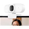 LEIYTFE Fotocamera HD 2K Per Computer, Autofocus USB Web Camera Con Microfono, Per Chiamare Conferenza Online, Streaming, Correzione Della Luce, Plug & Play(White,With light)