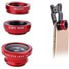 Homoyoyo 2sets Lenti Per Smartphone Fisheye Grandangolare e Macro Con Clip Lenti Rosse Con Clip Nera Per Ingrandimento e Dettagli Precisi