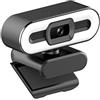 Acouto Webcam USB 4K, Fotocamera Plug and Play da 5 MP con Microfono Integrato e Luce Regolabile, per Videoconferenze, Streaming Live, Insegnamento Online