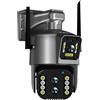 DRAUXI Telecamera IP 8MP 4K esterno PTZ Tre lenti Doppio schermo Zoom 10X Monitoraggio automatico CCTV di sicurezza impermeabile Rilevamento del movimento(8MP NO Card)