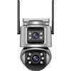 DRAUXI Telecamera PTZ 4K 8MP HD da esterno 6MP Dual Lens Screen AI IP con tracciamento automatico CCTV Audio Video Sorveglianza Rilevamento del movimento(3K 6MP add 64G)