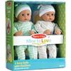 Melissa & Doug Mine to Love Twins Sebastian & Sofia 15" Medium Skin-Tone Boy and Girl Baby Dolls with Rompers, Caps, Pacifiers