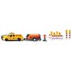 siku 3505, Pick-up RAM 1500 con rimorchio compressore, 1:50, Metallo e Plastica, Giallo e Arancione, Con figurina e barriere