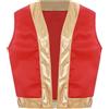 Sxiwei Principe Arabo Costume Da Ragazzo Gilet Elegante Giacca Senza Maniche Con Bordo Dorato Top Tunica Gilet In Satin Con Apertura Frontale Rosso 9-10 anni