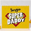 Wanapix | Puzzle Personalizzato con Blocchi | Compatibile con le Grandi Marche di Mattoncini | Regalo per la Festa del Papà | Regalo Originale per Uomo | 49 Pezzi | 13x11cm | Super Daddy