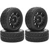 KEEDA Pneumatici in gomma da 68 mm e ruote in plastica RC per auto 1/10 On Road, 1/16 Rally, compatibili HSP 94123, HPI, Tamiya, Kyosho (16 raggi, nero) - Set di 4 unità
