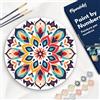 Figured'Art Dipingere con i Numeri su Disco di Legno da 30 cm - Paint by Numbers, Mandala floreale, Passatempo per Adulti, Kit Completo, Hobby Creativi - Quadri fai da te