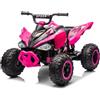 LALAHO Quad Elettrico per Bambini 12V ATV con Doppi Motori, Veicolo per bambini con fari LED, musica e clacson, auto elettrica con 4 ruote antiscivolo, per bambini dai 3 agli 5 anni (Rosa)