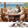 AITEXI Puzzle con gatti che giocano a poker Puzzle da 1000 pezzi per adulti Puzzle in legno Ottimo regalo per adulti Rompicapo per adulti 1000 pezzi （50x75 cm）