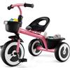 COSTWAY Triciclo per Bambini, Trike con Sede Regolabile Cestini Anteriori e Posteriori, Bicicletta a 3 Ruote con Telaio in Ferro Carbonioso di Alta Resistenza, per Bambini 1,5-5 Anni (Rosa)