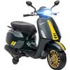 AIYAPLAY Scooter elettrico Vespa 6 V moto elettrica per bambini 3-6 anni dim. 107L x 47W x 73H cm Musica MP3 Porta USB Radio FM Faro 2 ruote di allenamento - Verde