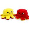Generisch Peluche a forma di polpo reversibile, 17 x 12 cm, con due emozioni, morbido peluche - regalo per bambini (giallo, rosso)