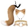 Bakermiche Costume da volpe in pelliccia sintetica con orecchie di volpe, fascia per coda di campana, graziose orecchie di gatto e coda di animali, cosplay, accessori di travestimento per Halloween Natale