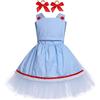 IMEKIS Ragazze Dorothy Leone Uomo di Latta Spaventapasseri Costume Fantasia Halloween Carnevale Cosplay Vestire Bambina Film Gioco di Ruolo Costumi con Grembiule Fascia Accessori Blu 11-12 anni