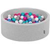 KiddyMoon 90X30cm/300 Palline ∅ 7CM Piscina di Palline Colorate per Bambini Tondo Fabbricato in EU, Grigio Ch:Bianco/Grigio/Blu/Rosa Sc/Turchese Ch