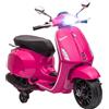 AIYAPLAY Scooter elettrico Vespa 6 V per bambini 3-6 anni dim. 107L x 47W x 73H cm Musica MP3 Porta USB Radio FM Faro 2 ruote di allenamento - Rosa