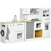 HOMCOM Cucina Giocattolo 2 Pezzi Bambini 3-6 Anni Bianca Color Legno