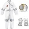 Tkcumwcz Costume Astronauta Bambini, Costumi da Astronauta con Casco e Guanti, Costume da Astronauta per Carnevale Halloween Natale Cosplay per Ragazzi e Ragazze,M