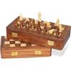 The Maryam Crafts Rosewood - Set di scacchi da viaggio pieghevole per non vedenti ipovedenti e ipovedenti, 25,4 cm, scacchiera tattile con pioli rialzati con quadrati rialzati, gioco da tavolo