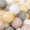 KiddyMoon 50 Palline/7Cm Palline Morbide Colorate Per Piscina Bambini Fatto In EU, Beige Pastello/Verde Grigio/Giallo Pastello/Bianco