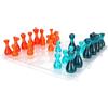 HAC24 Scacchi in plastica trasparente, con 32 figure di scacchi, scacchi, gioco a scacchiera