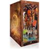 STRUCWOOD Cwood - Set di contenitori per libri con luce LED, puzzle in legno 3D, per libreria, kit fai da te per la casa delle bambole, decorazione per libreria con coperchio antipolvere - spazio magico per
