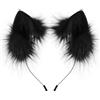 Alaurbeauty Fascia per capelli con orecchie di volpe di Halloween, in peluche, per feste, costume da uomo e donna (nero, taglia unica)